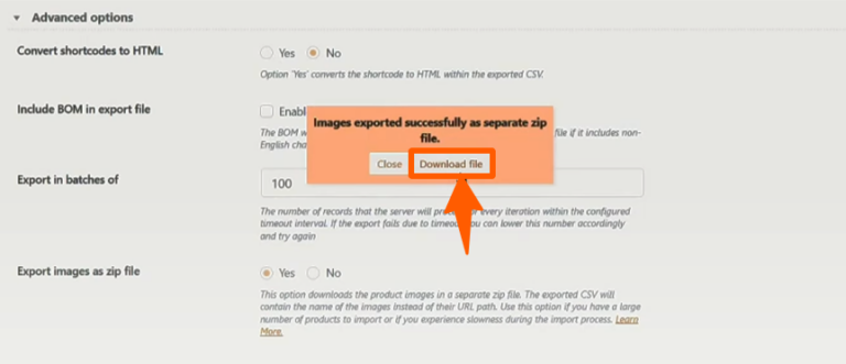 download separate zip file