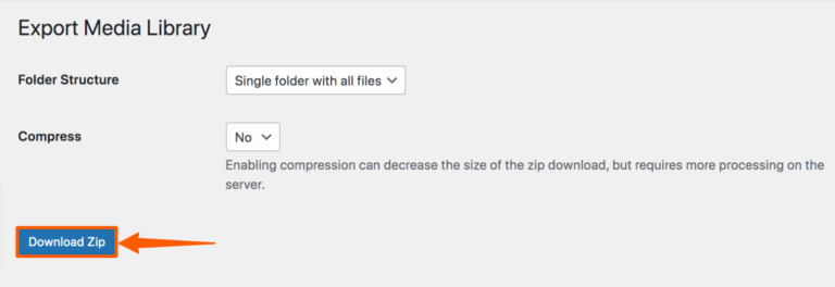 export media library download zip