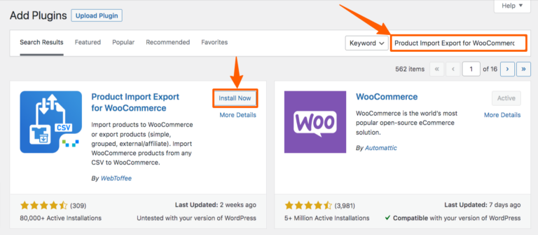 Product import export for WooCommerce plugin installation