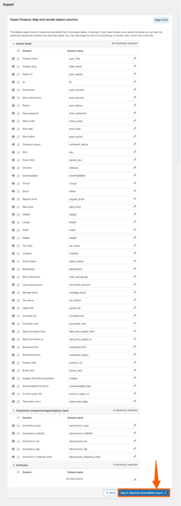 Export WooCommerce advanced option