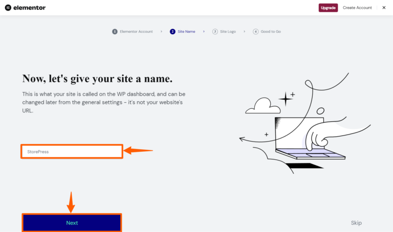 Giving a site name