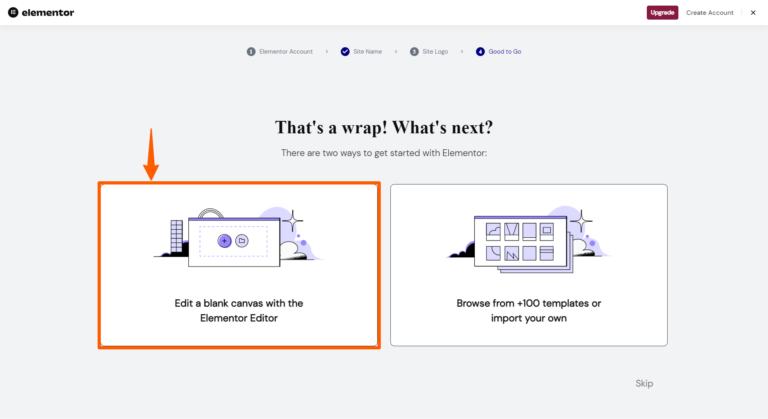 edit a blank canvas with the elementor editor