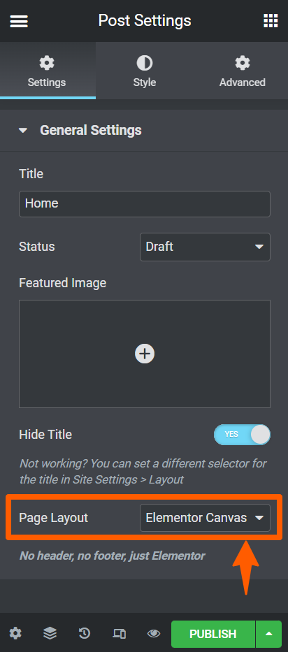 setting on page layout