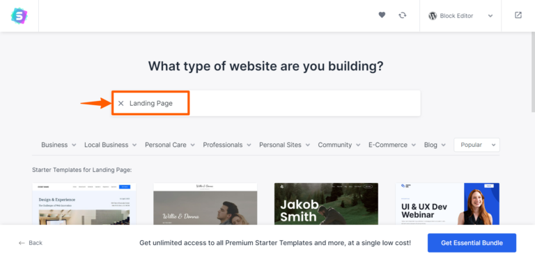 searching for landing page