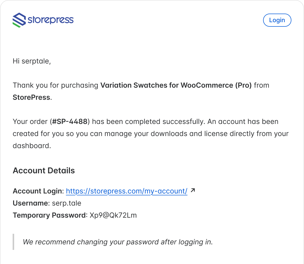 Plugin purchase mail by StorePress