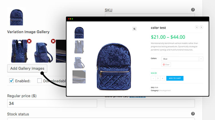 extra images per product variations