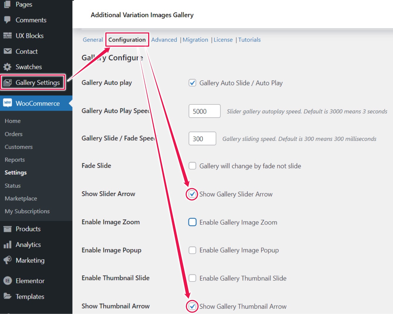 Gallery Slider & Thumbnail Arrow Control