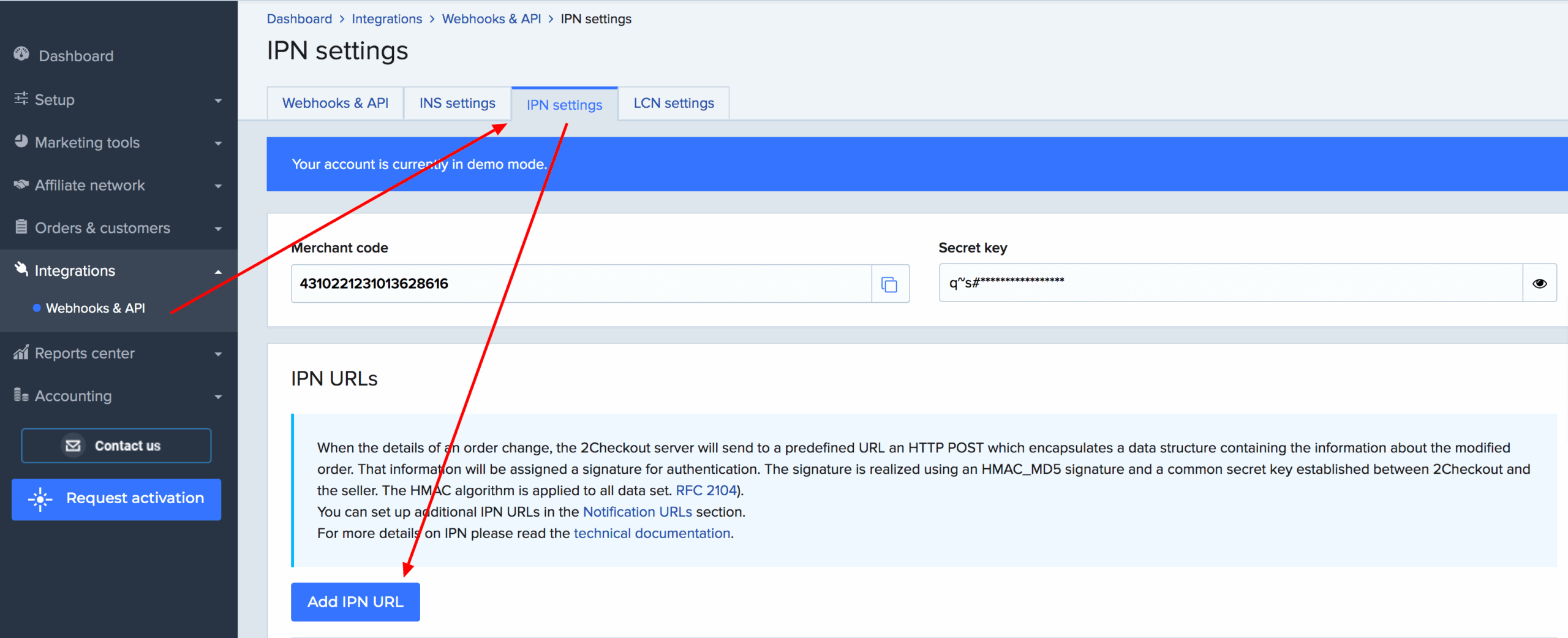Add IPN URL