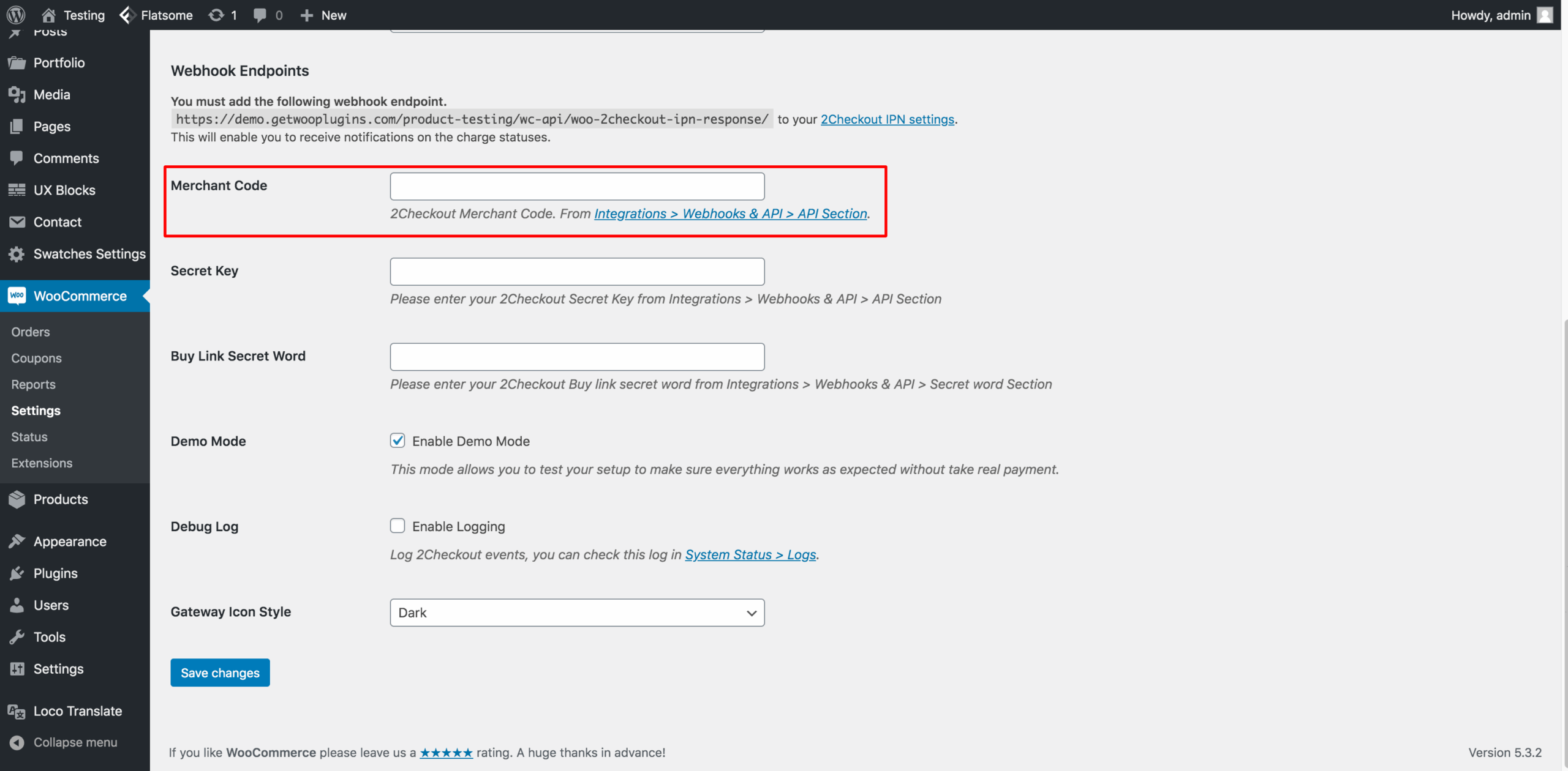 Merchant code payment gateway