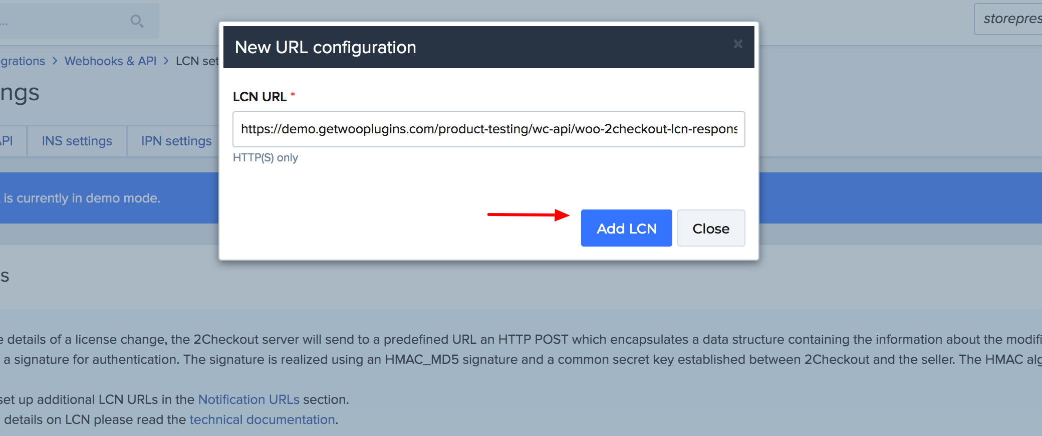 Paste LCN URL